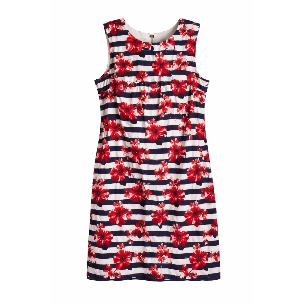 Tabitha Webb Anthropologie Stripe Floral Shift Dress Sz 8 Cotton Stretch